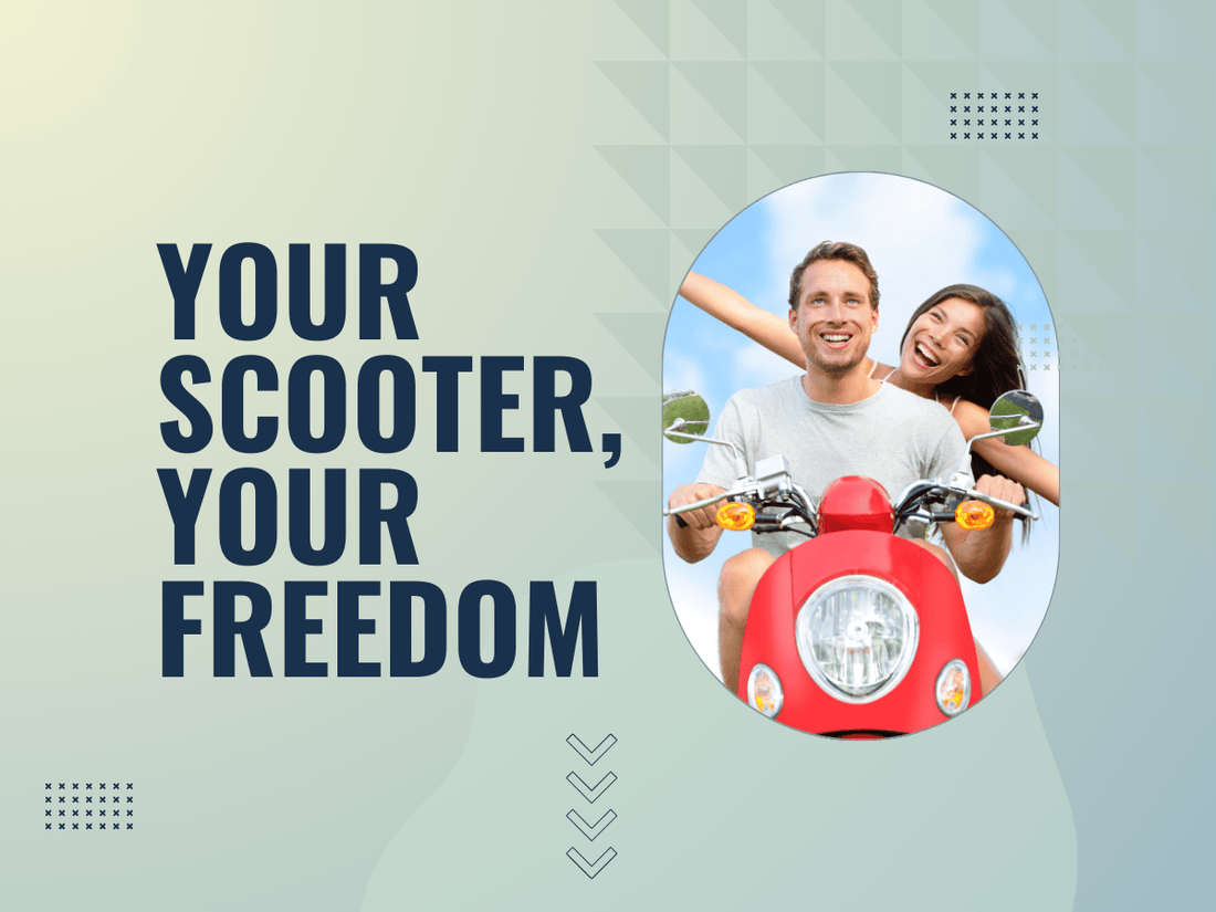 Young man happily sitting on an electric moped in an urban street, symbolizing the joy of owning a scooter through installment purchase.