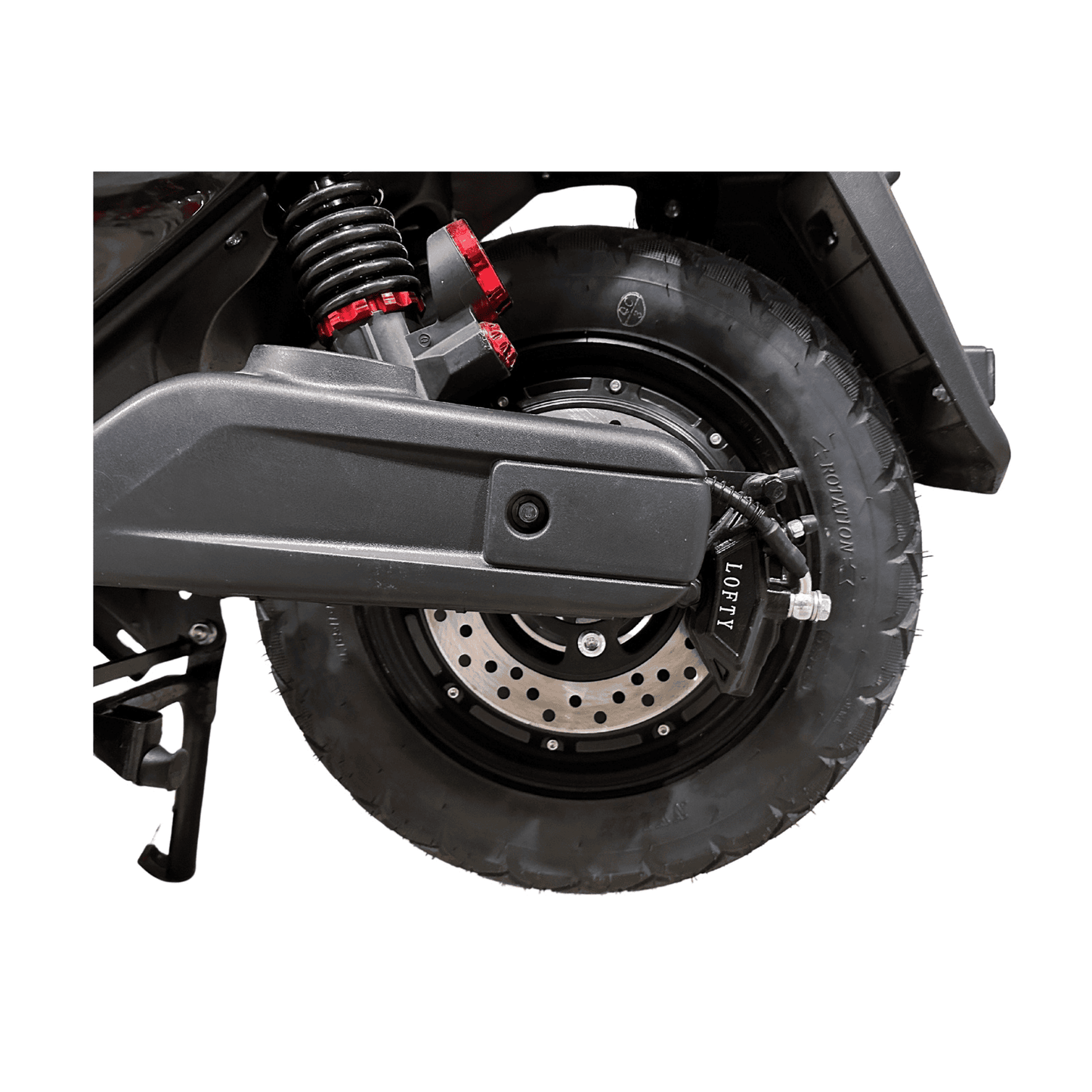 Lofty 14 Maximus hátsó tárcsaféke és lengéscsillapítója. Biztonságos megállás minden úton – 110 km hatótáv, hordozható akkumulátor, 635.000 Ft.