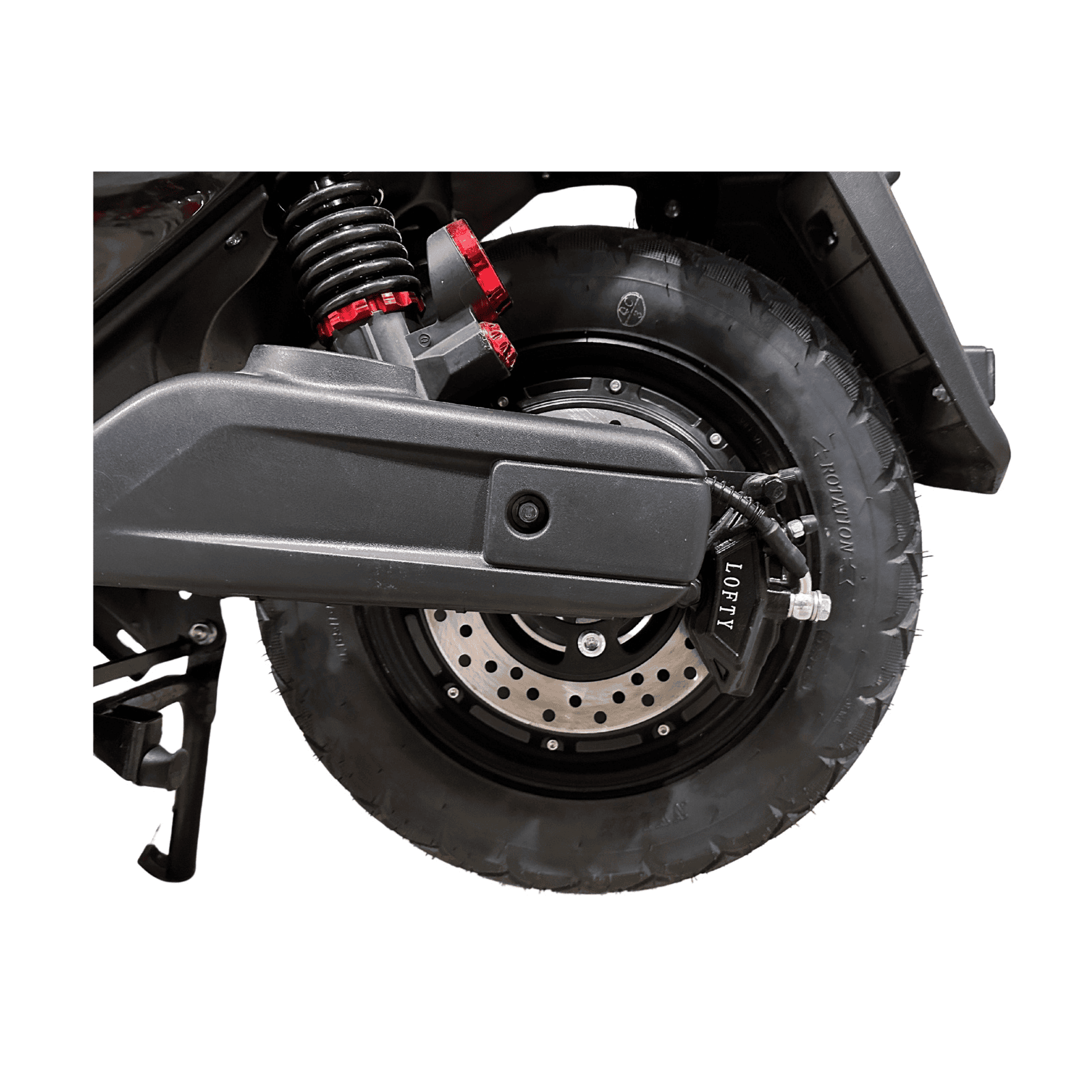 Lofty 14 Maximus hátsó tárcsaféke és lengéscsillapítója. Biztonságos megállás minden úton – 110 km hatótáv, hordozható akkumulátor, 635.000 Ft.