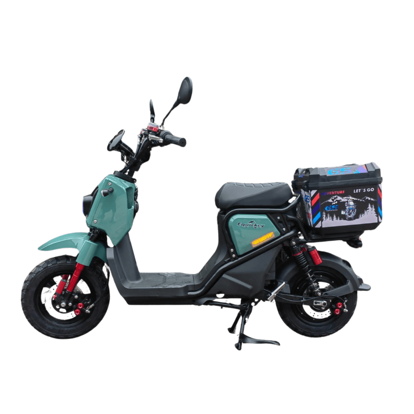 quickey P6 elektromos robogó oldalsó nézet, zöld szín, kompakt és könnyű kialakítás