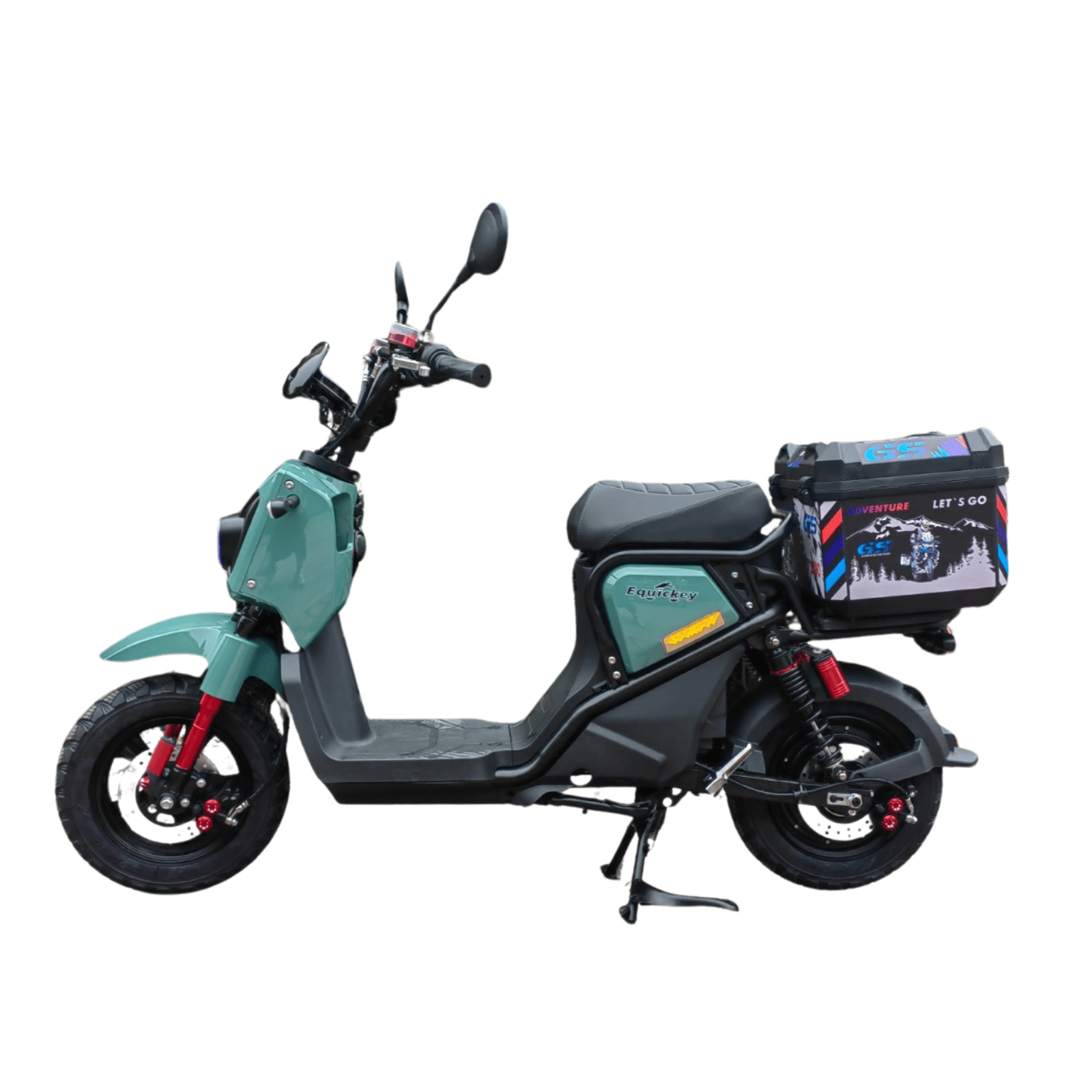 quickey P6 elektromos robogó oldalsó nézet, zöld szín, kompakt és könnyű kialakítás