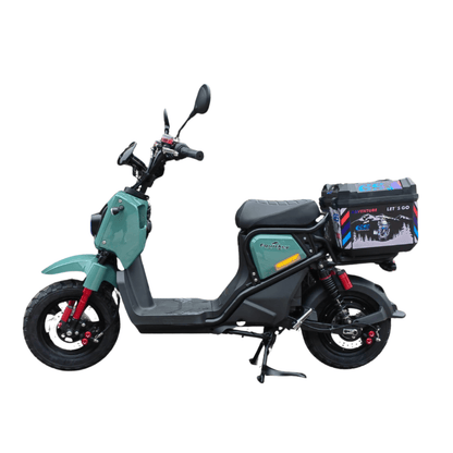 quickey P6 elektromos robogó oldalsó nézet, zöld szín, kompakt és könnyű kialakítás