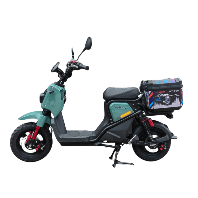 quickey P6 elektromos robogó oldalsó nézet, zöld szín, kompakt és könnyű kialakítás